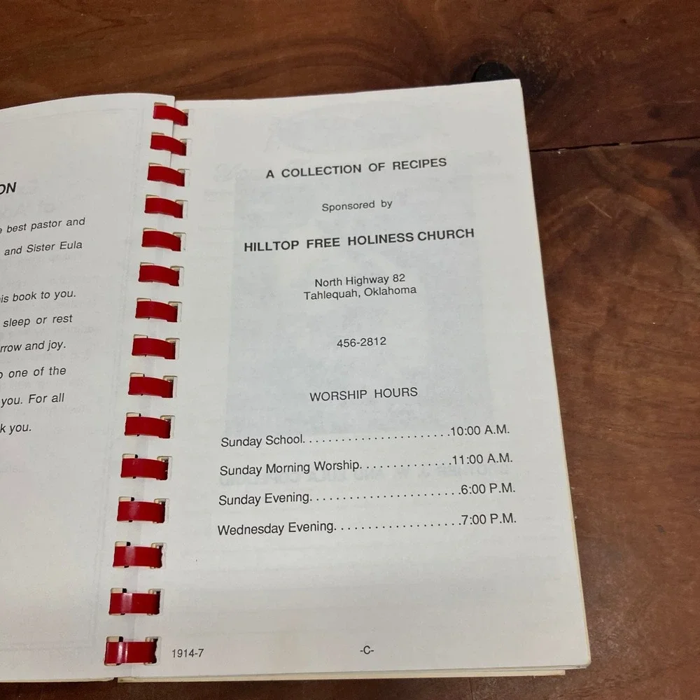 Berry-good Recipes Hilltop Free Holiness Church Tahlequah OK Vintage Cookbook